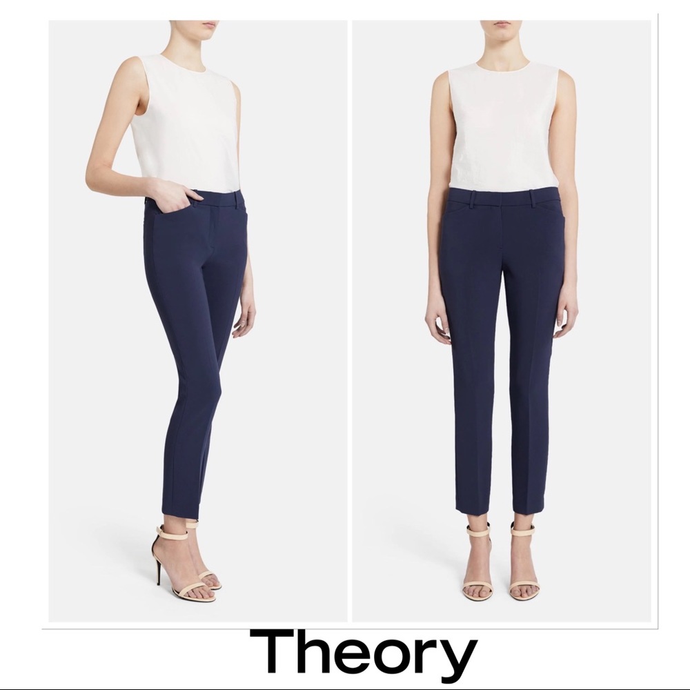 NWOT Theory Izelle Slim Pant In Crepe In Spring Navy